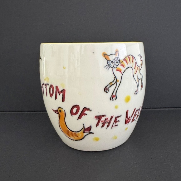 Vintage NASCO Cat Mystery Mug "What's at the bottom of the well?" 1950s RARE - Picture 4 of 7